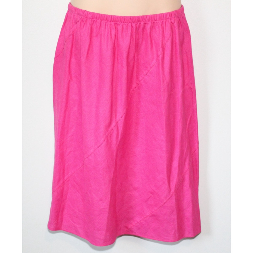 SHAMASK 100% Linen Jacket & Skirt Set Pink Size 2 3 Oversized Lagonlook Coastal - Picture 4 of 16
